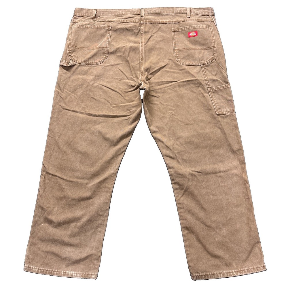 Vintage Dickies Carpenter Pants Mens 48x30 Brown Canvas Wide Leg Hammer Loop